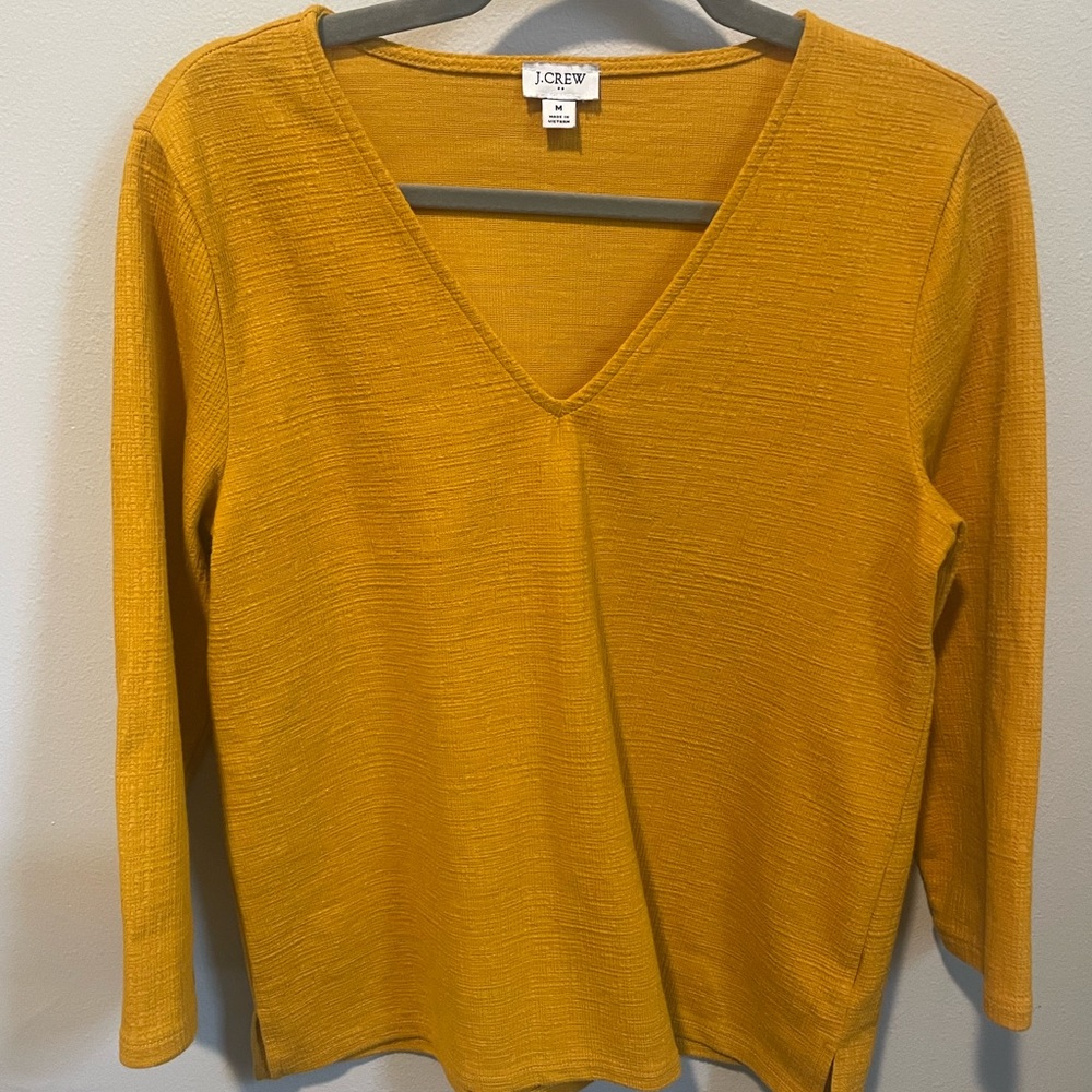 JCrew Women’s 3/4 Sleeve Yellow Top, Size M